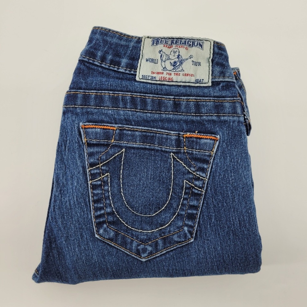 True Religion Legging Jeans Womens 26‎ Blue Denim Low Rise Made in USA